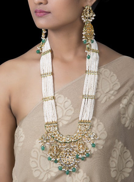 Kundan and pearl hot sale long necklace