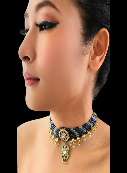 Choker Lapiz & turquoise kundan choker