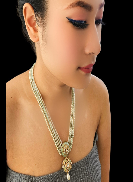 Green crystal Kundan pendant necklace