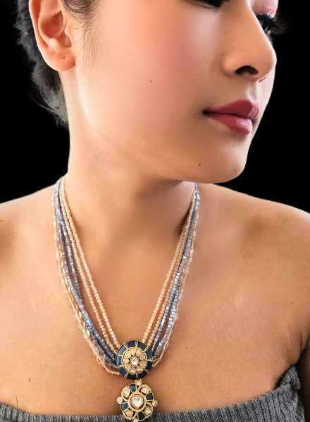 Kundan double pendant necklace
