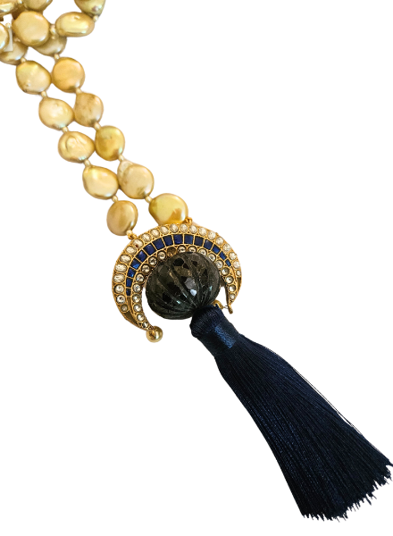 Champage pearl & Sapphire necklace