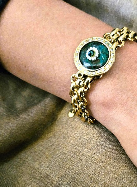 Gold chain and jade bracelet