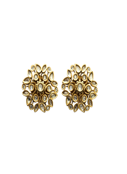 Floral stud kundan earrings