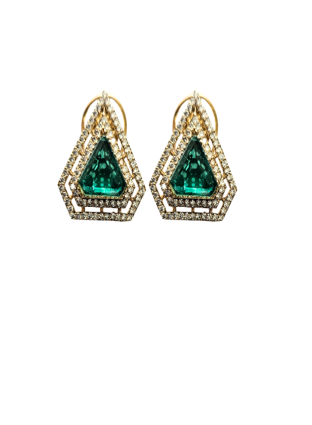 Green faux emerald earrings