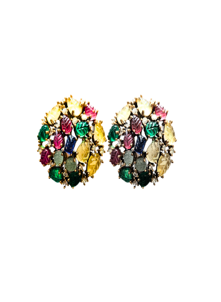 Multi coloured floral stud earrings