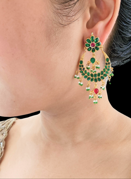 Green Chandbali earrings