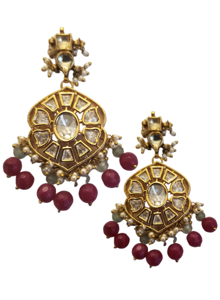 Kundan drop earrings